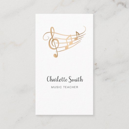 Music Teacher Gold Elegant Visitenkarte (Vorderseite)