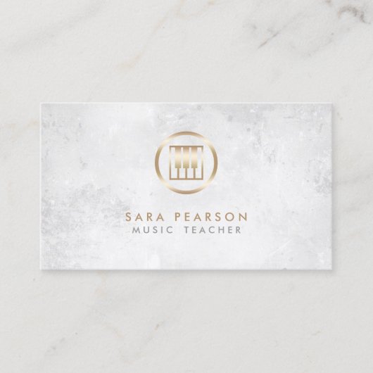 Music Teacher Gold Piano Keys Icon Business Card Visitenkarte (Vorderseite)