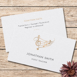 Music Teacher Gold Treble Clef Modernes Weiß Visitenkarte