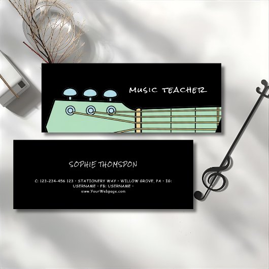 Music teacher guitar private lessons mini visitenkarte