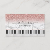 Music Teacher Marble Rose Gold Glitzer Piano Keys Visitenkarte (Vorderseite)