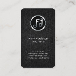 Music Teacher Musiknote Black Grunge BusinessCard Visitenkarte