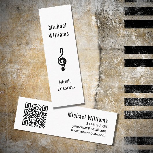 Music Teacher QR-Code Simple Treble Clef Mini Visitenkarte