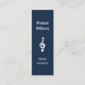 Music Teacher QR-Code Treble Clef Blue Mini Visitenkarte (Vorderseite)