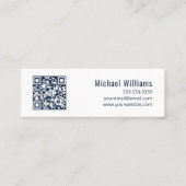 Music Teacher QR-Code Treble Clef Blue Mini Visitenkarte (Rückseite)