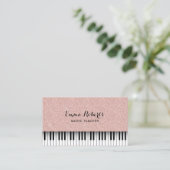 Music Teacher Rose Gold Glitzer Piano Visitenkarte (Stehend Vorderseite)