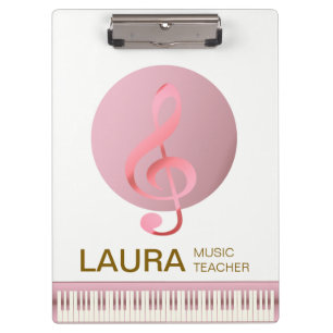 Music Teacher Rose Gold Piano Musician DJ Klemmbrett