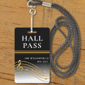 Music Teacher School Classroom Hall Pass Ausweis