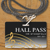 Music Teacher School Classroom Hall Pass Ausweis