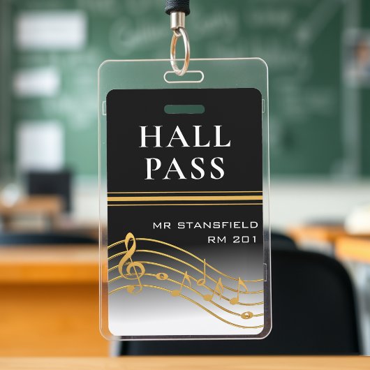 Music Teacher School Classroom Hall Pass Ausweis