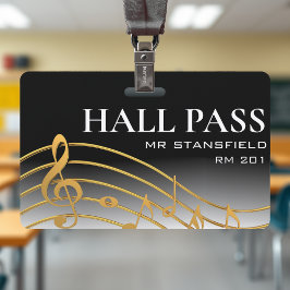 Music Teacher School Classroom Hall Pass Ausweis