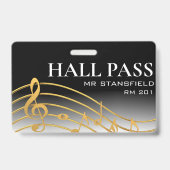 Music Teacher School Classroom Hall Pass Ausweis (Front)