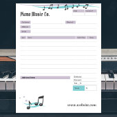 Music Teacher Theme Order Form/Invoice Notepad Notizblock