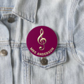 Music Teacher Treble Clef Burgundy ID Badge Button (Beispiel)