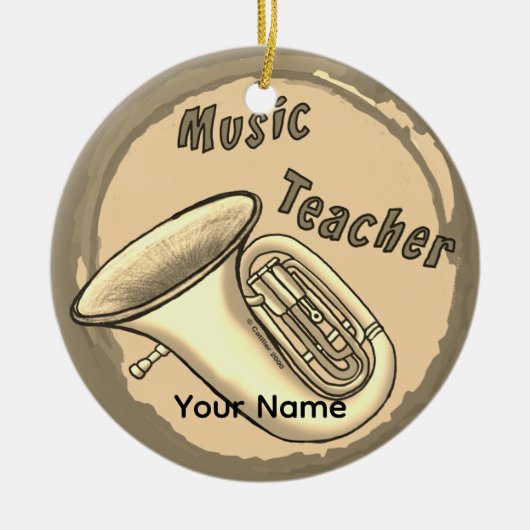 Music Teacher Tuba Premium Runde Ornamente (Vorne)