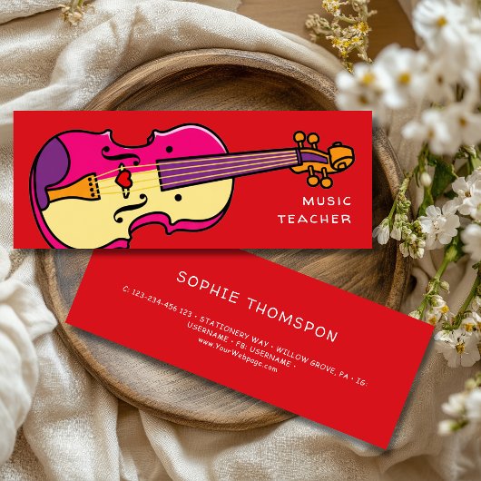 Music teacher violin private lessons mini visitenkarte
