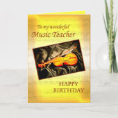 Music Teacherl birthday card with a violin Karte (Vorderseite)