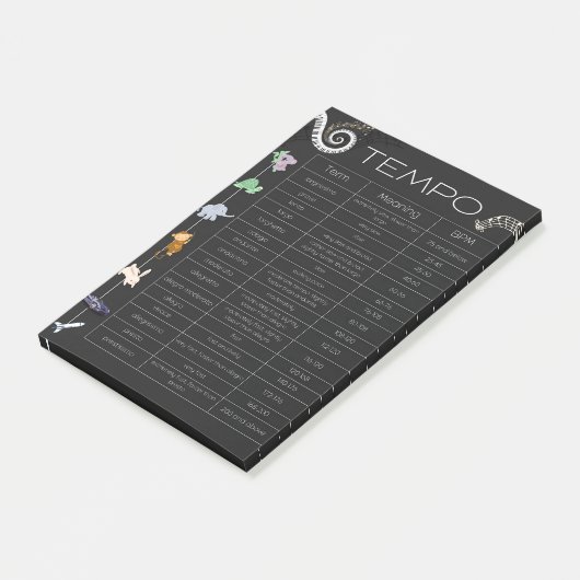 Music Tempo Chart post-it notes Klebezettel (angewinkelt)
