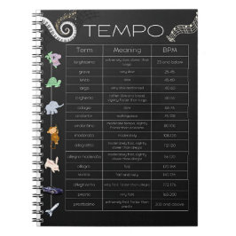 Music Tempo Chart spiral notebook Notizblock