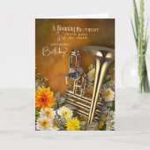 Music Theme Belated Birthday Card Brass Instrument Karte (Vorderseite)