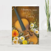 Music Theme Belated Birthday Card – Violin Karte (Vorderseite)