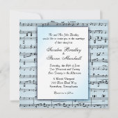 Music Theme Wedding Blue Sheet Music Einladung (Vorderseite)