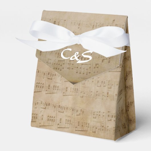 Music Theme White Monogram Fevor Boxes Geschenkschachtel (Vorderseite)