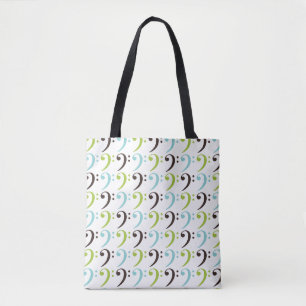 Music Themed Bass Clef Blue Green Gemustert Tasche