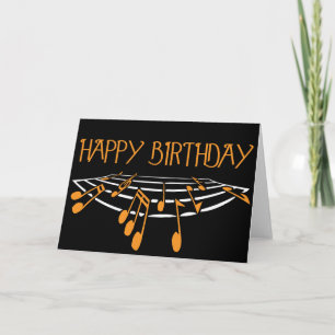 Music Themed Birthday Card - Orange Karte
