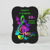 Music Themed Celebration Party Personalisiert Einladung (Stehend Vorderseite)