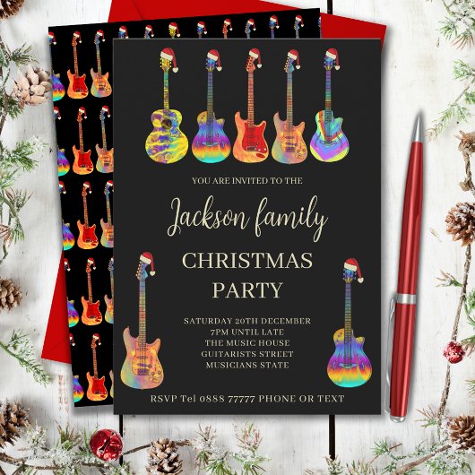Music Themed Family Weihnachten Party Einladung