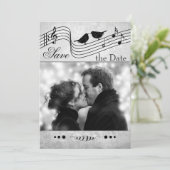 Music Themed Foto Save the Date Card (Stehend Vorderseite)