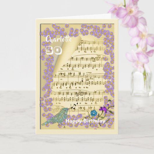 Music Themed Happy Birthday Personalized Karte (Orchidee)