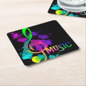 Music Themed Rainbow Treble Clef Rechteckiger Pappuntersetzer (angewinkelt)