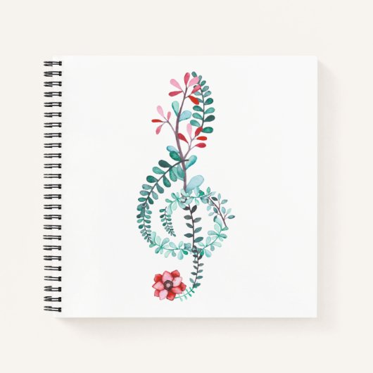 Music Themed Watercolor Treble Clef Notizblock (Vorderseite)