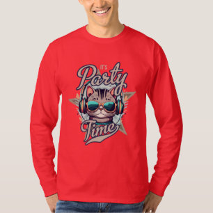 Music Time T-Shirt Cat Playing Guitar Shirt Funny
