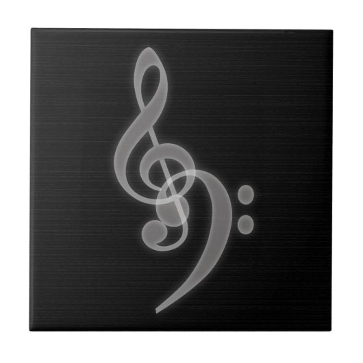 Music - Treble and Bass Clef Keramik Tile Fliese (Vorderseite)