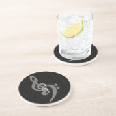 Music - Treble and Bass Clef - Sandstone Untersetz Getränkeuntersetzer (Seite)