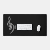 Music - Treble Bass Clef Desk Mat Schreibtischunterlage (Tastatur & Maus)