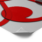 Music Treble Clef Abstrakt in Grau und Schwarz Poster (Ecke)