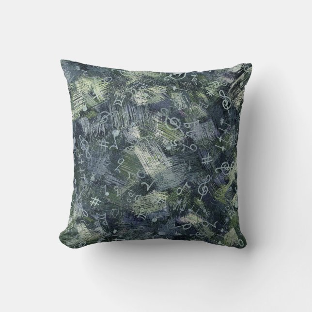 Music Treble Clef and Notes Abstract Pattern Kissen (Vorderseite)