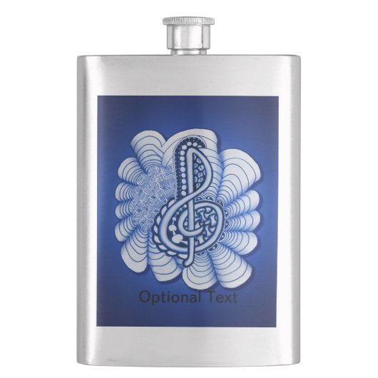 Music Treble Clef Blue Flachmann (Vorderseite)