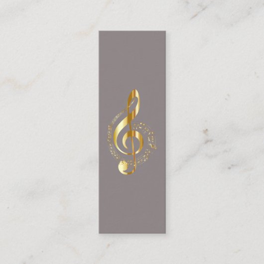 Music Treble Clef Chrome Personalisiert Mini Mini Visitenkarte (Vorderseite)
