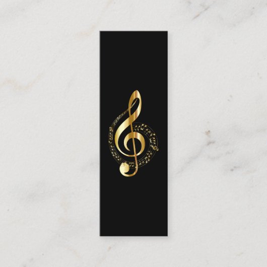 Music Treble Clef Chrome Personalisiert Mini Mini Visitenkarte (Vorderseite)