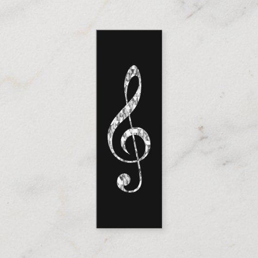 Music Treble Clef Chrome Personalisiert Mini Mini Visitenkarte (Vorderseite)