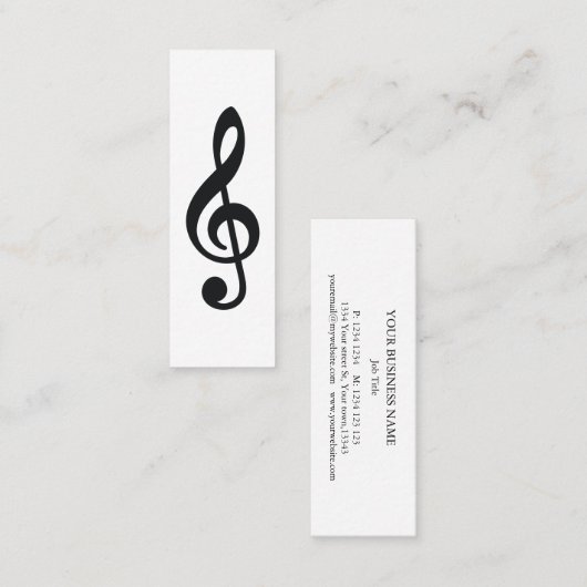 Music Treble Clef Chrome Personalisiert Mini Mini Visitenkarte (Vorne/Hinten)