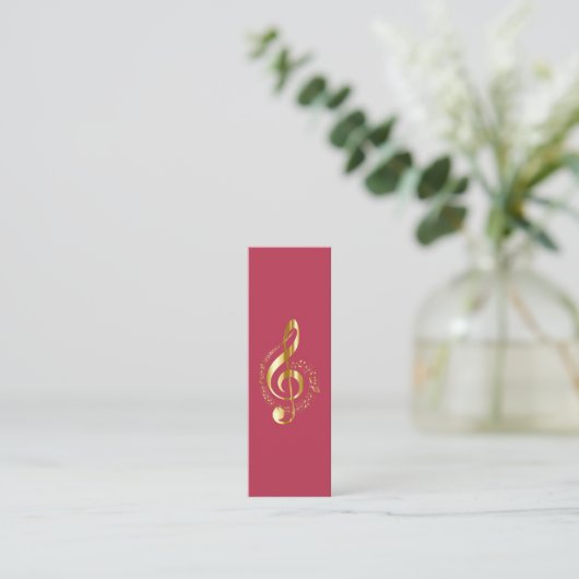 Music Treble Clef Chrome Personalisiert Mini Mini Visitenkarte (Stehend Vorderseite)