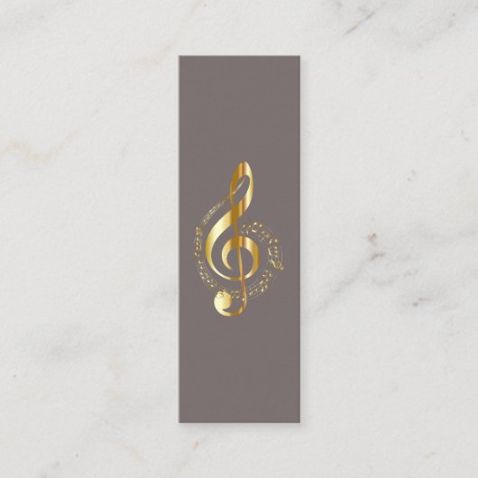 Music Treble Clef Chrome Personalisiert Mini Visitenkarte (Vorderseite)