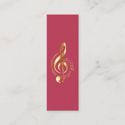Music Treble Clef Chrome Personalisiert Mini Visitenkarte (Vorderseite)