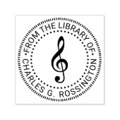 Music Treble Clef G Clef Round Library Name Permastempel (Design)